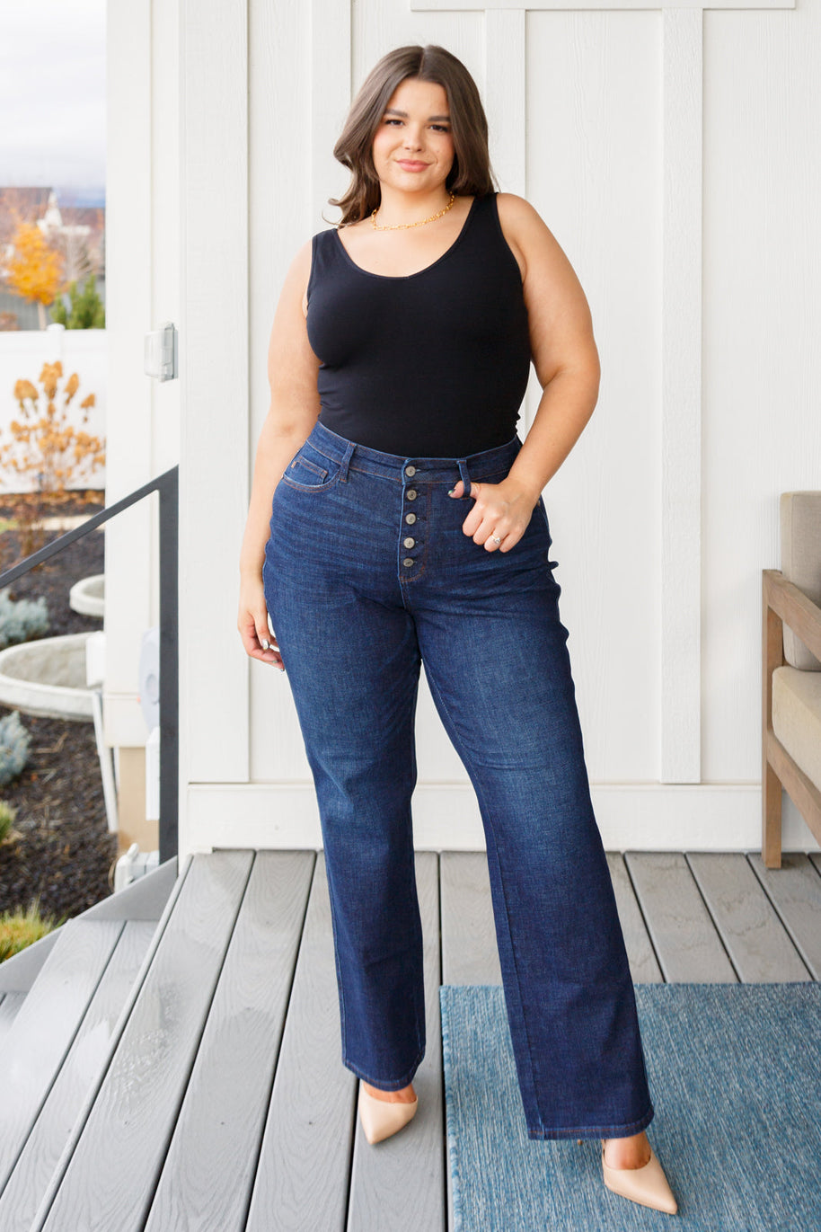 Judy Blue Arlo High Rise Button-Fly Straight Jeans-Womens-Ave Shops-[option4]-[option5]-[option6]-[option7]-[option8]-Shop-Boutique-Clothing-for-Women-Online