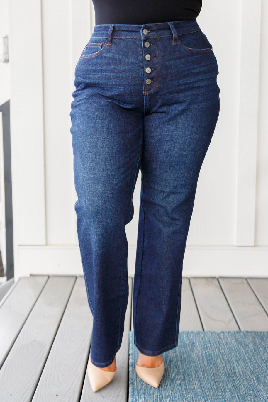 Judy Blue Arlo High Rise Button-Fly Straight Jeans-Womens-Ave Shops-[option4]-[option5]-[option6]-[option7]-[option8]-Shop-Boutique-Clothing-for-Women-Online