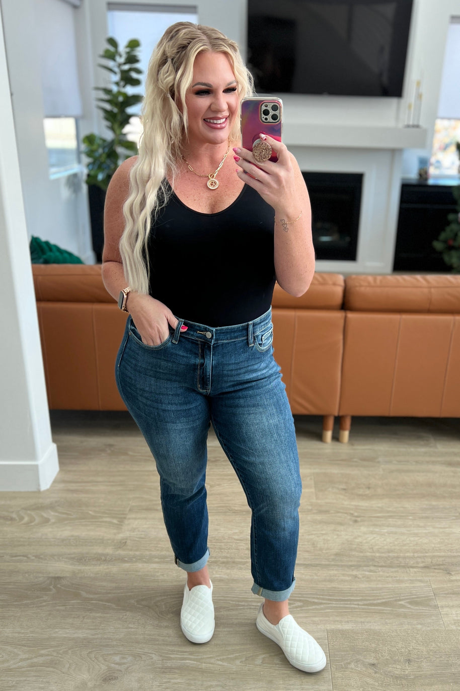 Judy Blue London Midrise Cuffed Boyfriend Jeans-Womens-Ave Shops-[option4]-[option5]-[option6]-[option7]-[option8]-Shop-Boutique-Clothing-for-Women-Online