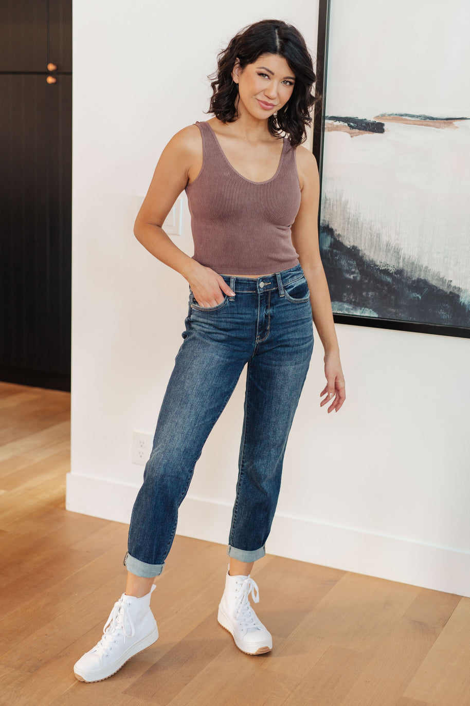 Judy Blue London Midrise Cuffed Boyfriend Jeans-Womens-Ave Shops-[option4]-[option5]-[option6]-[option7]-[option8]-Shop-Boutique-Clothing-for-Women-Online